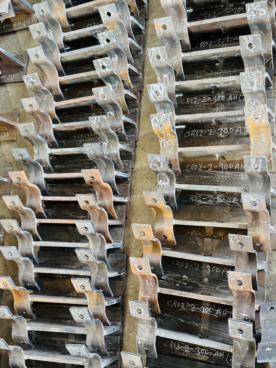 Close view of made-to-drawing fabricated supports