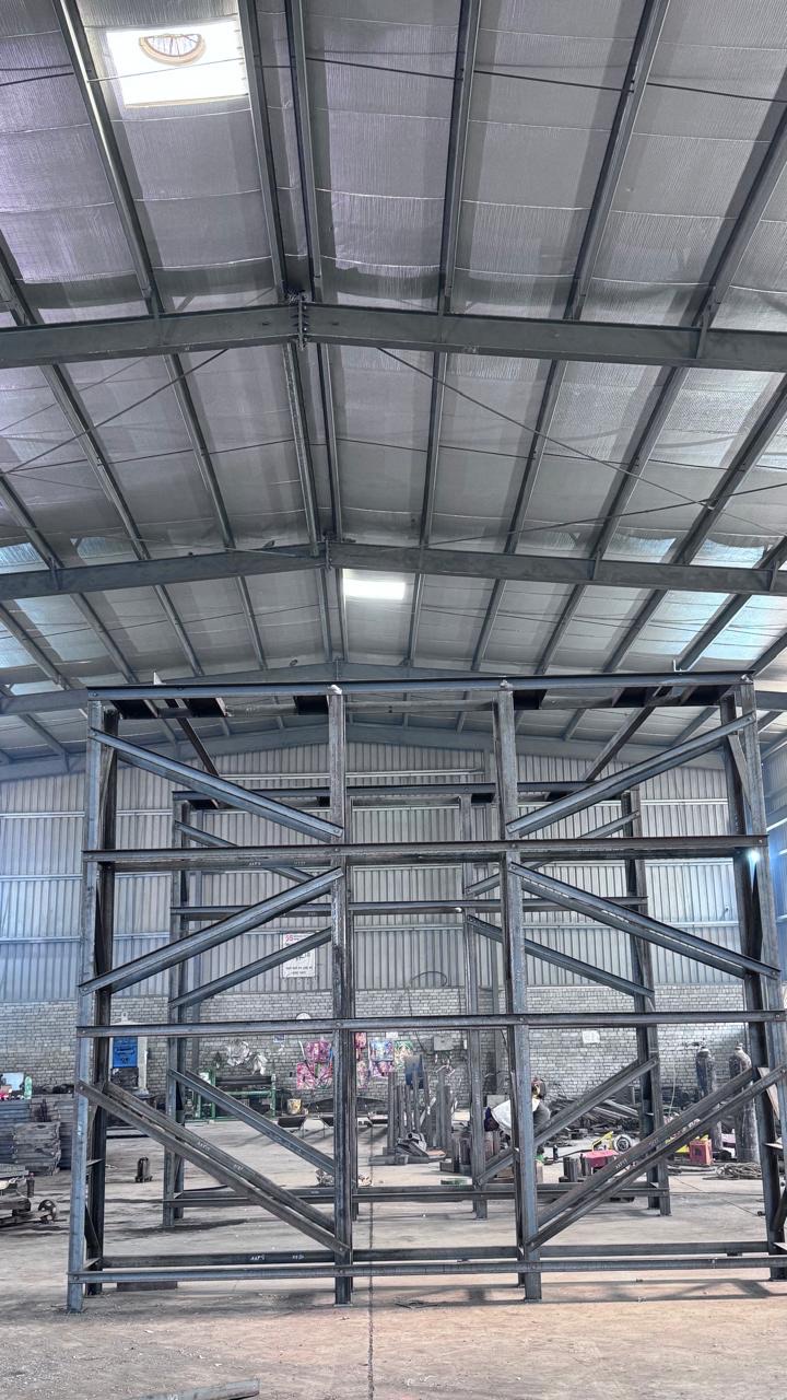 Front view of a fabricated structural steel frame